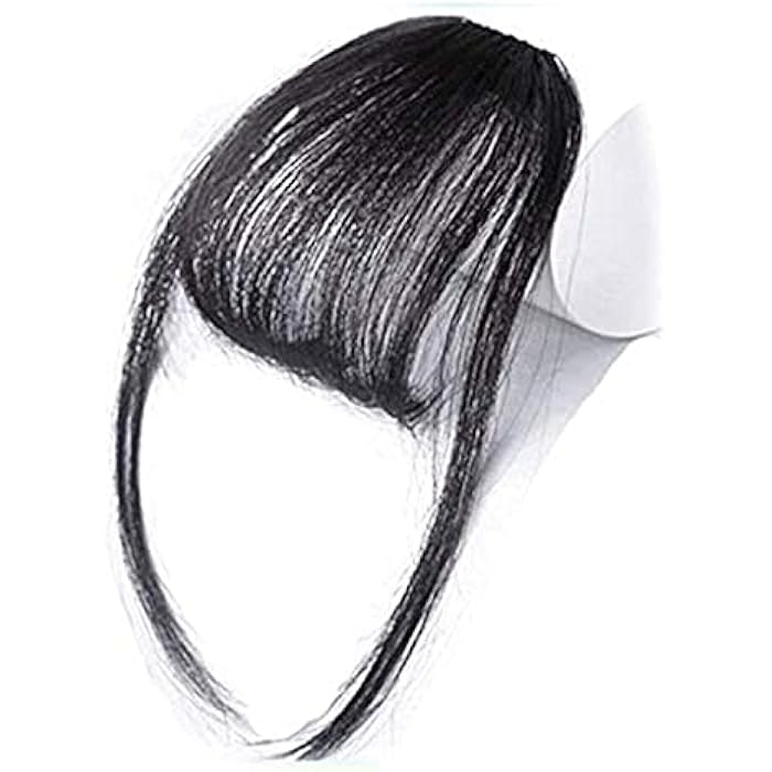 DILLARDS Mini Bangs Hair Extension Clip In Straight Matte Synthetic Hair Bangs Fringe Hairpiece (Black Brown) - Image 1
